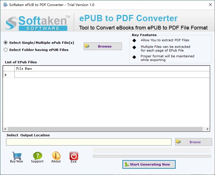 Softaken ePUB to PDF Converter软件截图